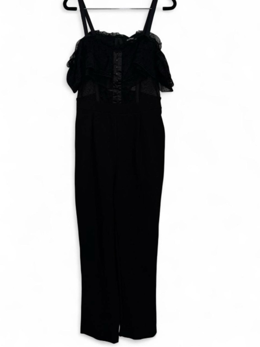 Express Black Lace-Trim Strap Jumpsuit Size 4